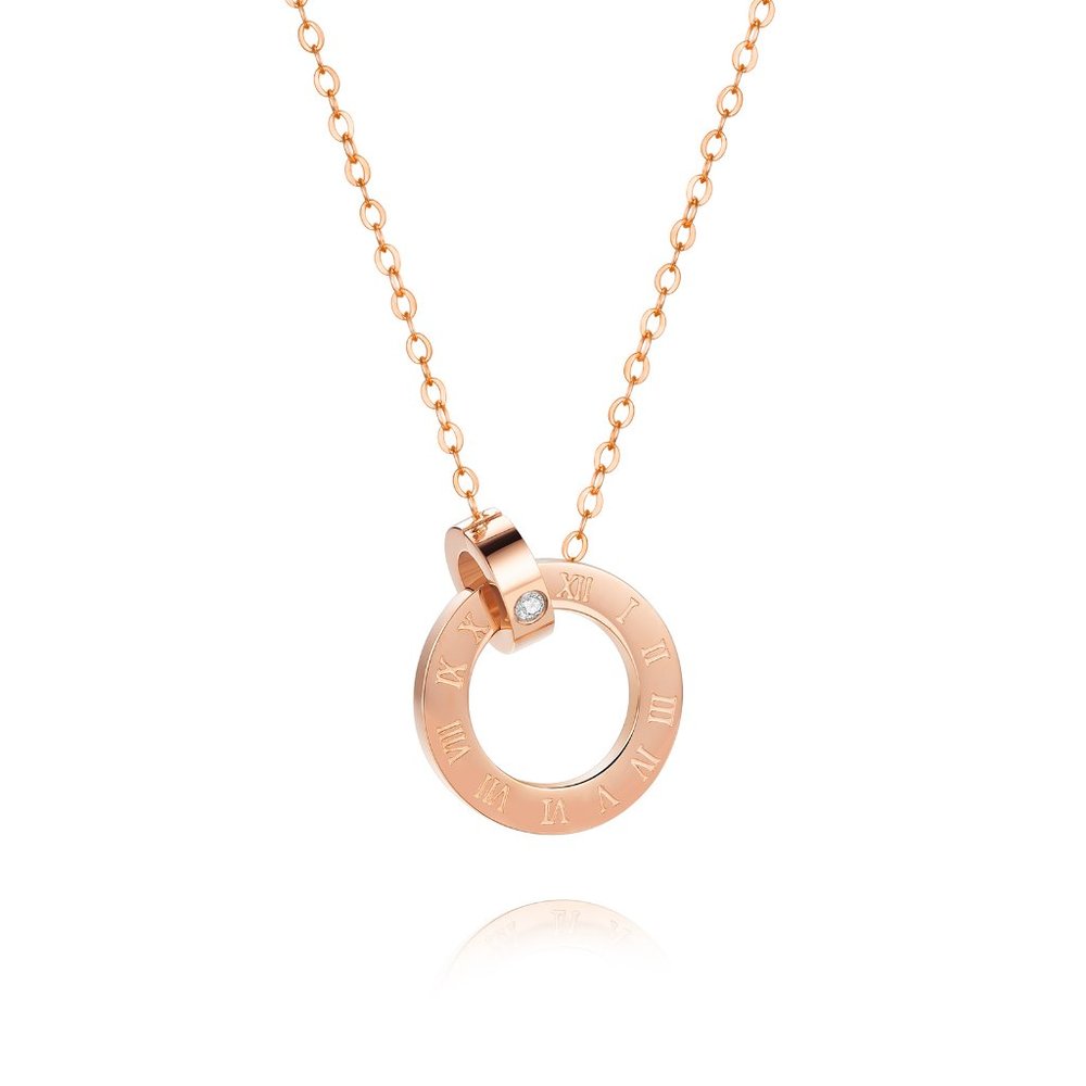 Rose Gold Plated Diamond Circle Necklace